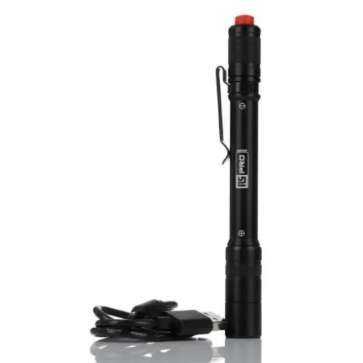 RS PRO LED Pen Torch Black - Rechargeable 375 lm, 152 mm - 2397027 product image