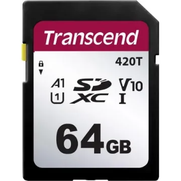 Transcend 64 GB SDXC SD Card, A1, U1, V10 - TS64GSDC420T product image