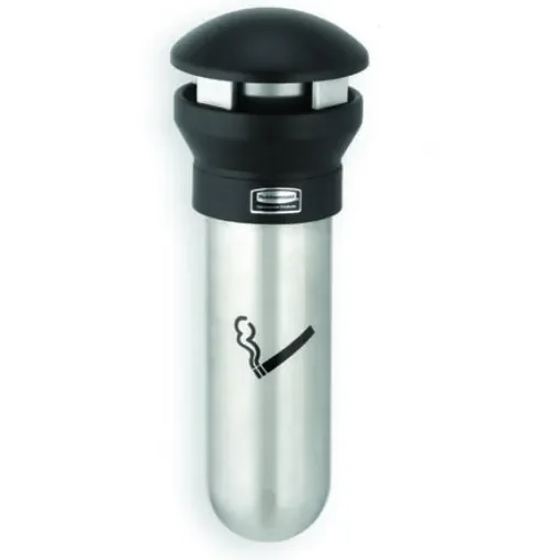 Rubbermaid Commercial Products Black Stainless Steel Wall Mounting Cigarette Bins, 190.5mm - FG9W3200SSBLA product image