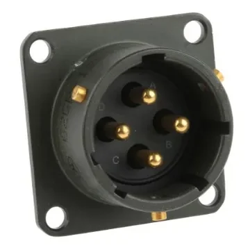 Amphenol Limited, 62GB 4 Way Box Mount MIL Spec Circular Connector ReceptacleOlive, Pin Contacts,Shell Size 14, Bayonet - 62GB-12E14-04PN product image