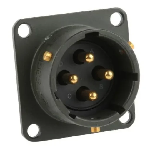 Amphenol Limited, 62GB 4 Way Box Mount MIL Spec Circular Connector ReceptacleOlive, Pin Contacts,Shell Size 14, Bayonet - 62GB-12E14-04PN product image