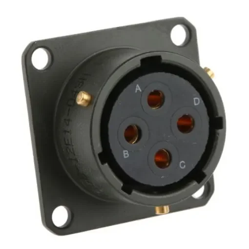 Amphenol Limited, 62GB 4 Way Box Mount MIL Spec Circular Connector ReceptacleOlive, Socket Contacts,Shell Size 14, - 62GB-12E14-04SN product image