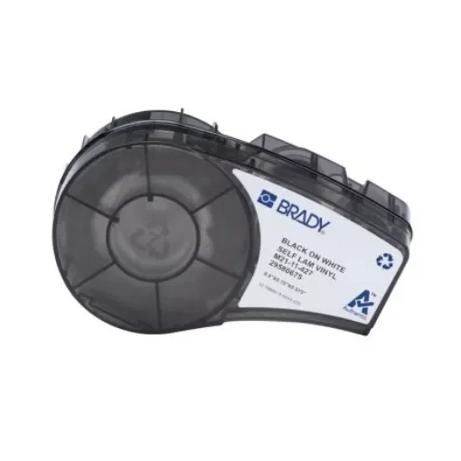 Brady B-427 Black on Black on White Label Printer Tape, 12.70 mm Width - M21-11-427 product image