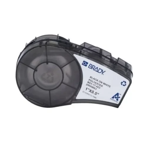 Brady B-423 Black on Black on White Polyester Label, 25.40 mm Width - M21-17-423 product image