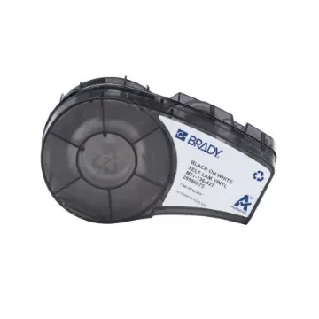 Brady B-427 Black on Black on White Continuous Vinyl Roll, 25.40 mm Width - M21-18-427 product image
