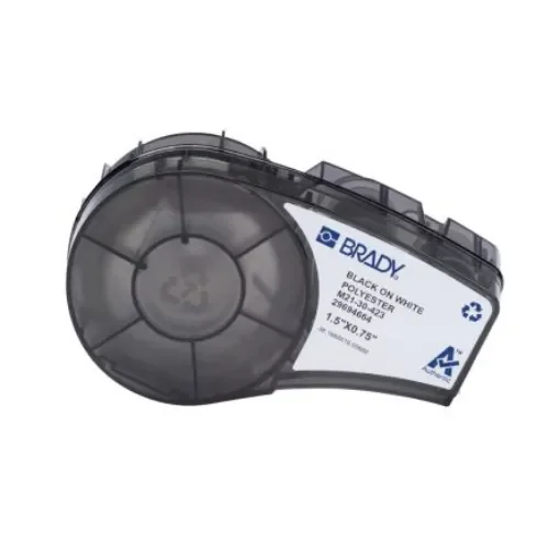 Brady B-423 Black on Black on White Polyester Label, 38.10 mm Width - M21-30-423 product image