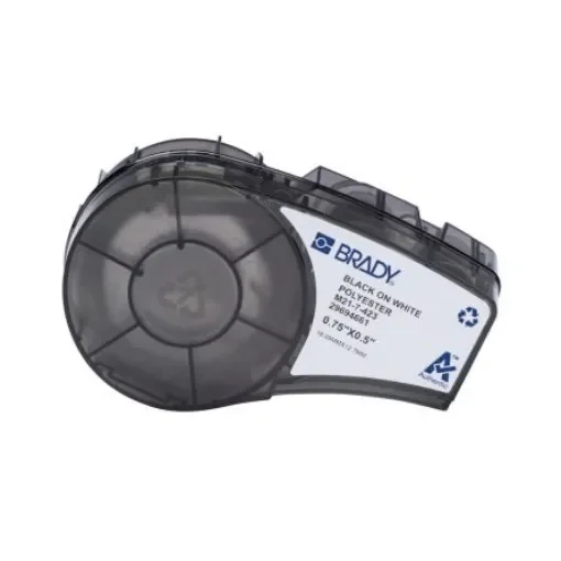 Brady B-423 Black on Black on White Polyester Label, 19.05 mm Width - M21-7-423 product image