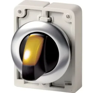 Eaton Spring Return Selector Switch - 30mm Cutout Diameter, Illuminated 2 Positions - 188070 M30I-FWLK-Y product image