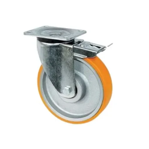 Guitel Hervieu Braked Swivel Castor Wheel, 800kg Capacity, 250mm Wheel - UP5RD250-23BM product image