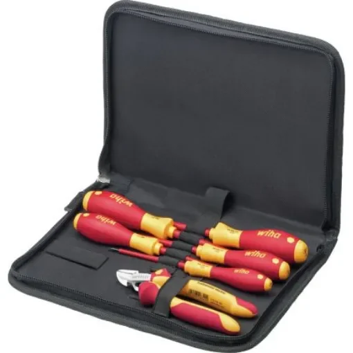 Wiha 7 Piece Electrician's Tool Kit Tool Kit with Pouch, VDE Approved - 33969 product image