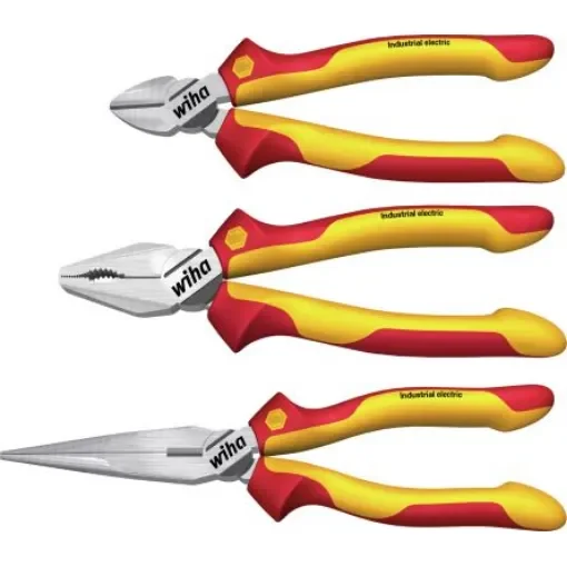 Wiha 3-Piece Plier Set, Straight Tip, 160 mm, 180 mm, 200 mm Overall - 38637 product image