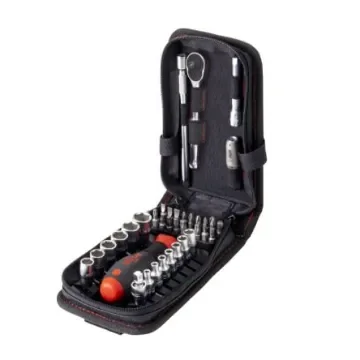 Wiha 40-Piece Metric 1/4 in Standard Socket/Bit Set with Ratchet, 6 point; Hex Bit; Phillips Bit; Posidriv Bit; Slotted - 44684 product image