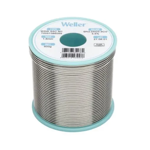 Weller Wire, 1.6mm Lead Free Solder, 217-221°C Melting Point - T0051386099 product image