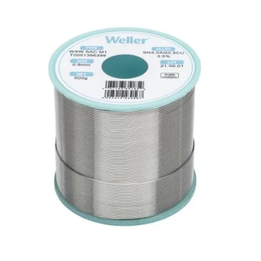 Weller Wire, 0.8mm Lead Free Solder, 217-221°C Melting Point - T0051386399 product image