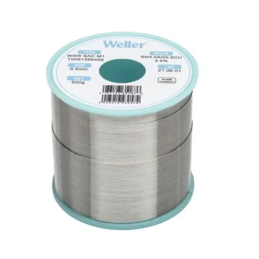 Weller Wire, 0.5mm Lead Free Solder, 217-221°C Melting Point - T0051386499 product image