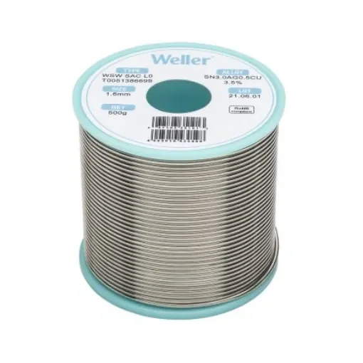 Weller Wire, 1.6mm Lead Free Solder, 217-221°C Melting Point - T0051386699 product image