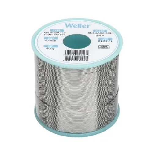 Weller Wire, 0.8mm Lead Free Solder, 217-221°C Melting Point - T0051386999 product image