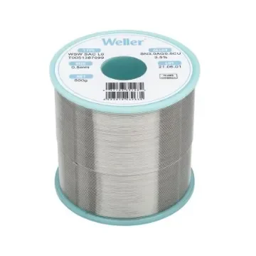 Weller Wire, 0.5mm Lead Free Solder, 217-221°C Melting Point - T0051387099 product image
