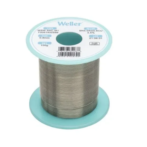 Weller Wire, 0.8mm Lead Free Solder, 217-221°C Melting Point - T0051402599 product image