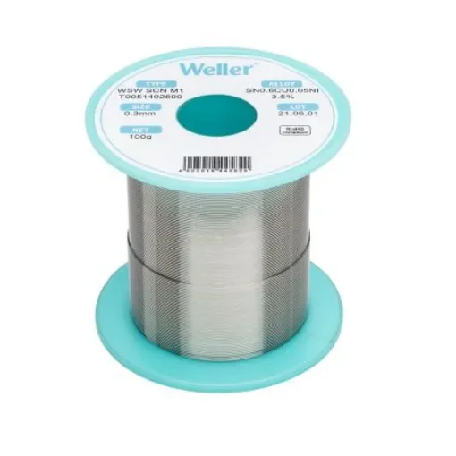 Weller Wire, 0.3mm Lead Free Solder, 228-229°C Melting Point - T0051402899 product image