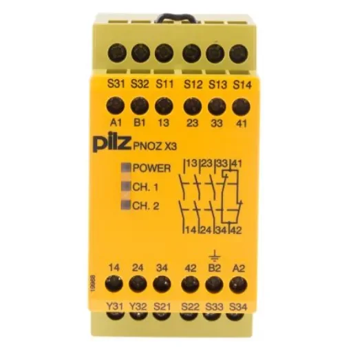 Pilz PNOZ X PNOZ X3 Emergency Stop Safety Relay, 24V ac/dc, Dual-Channel, 3 Safety Contacts - 774310 product image