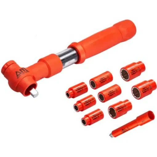 ITL Insulated Tools Ltd 9-Piece Metric 3/8 in Standard Socket Set with Ratchet, 12 point, VDE/1000V - 04208 product image