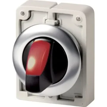 Eaton Toggle Selector Switch - 30mm Cutout Diameter, Illuminated 3 Positions - 188074 M30I-FWRLK3-R product image