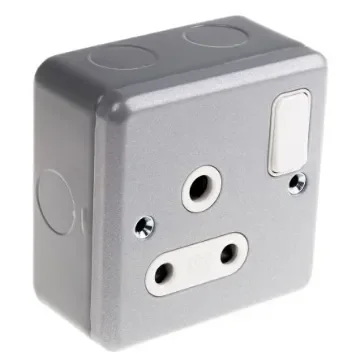 MK Electric Metalclad Plus Grey 1 Gang Plug Socket, 2 Poles, 15A, Indoor Use - K2873 ALM product image