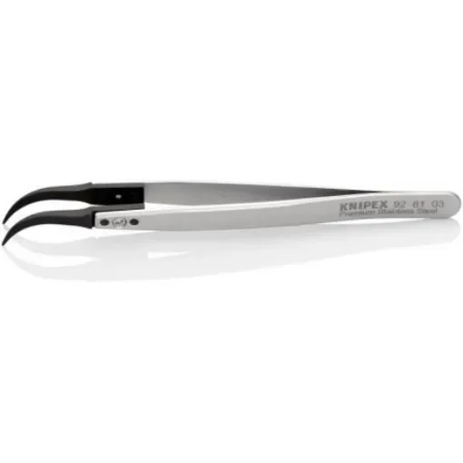 Knipex 130 mm, Stainless Steel, Carbon Fibre Reinforced Plastic, Smooth, ESD Tweezer - 92 81 03 product image