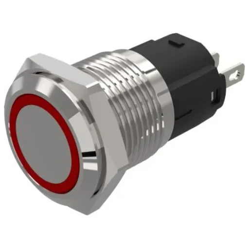 EAO 82 Series Red Indicator, 12V ac/dc, 16mm Mounting Hole Size, Solder Tab Termination, IP65, IP67 - 82-4151.0113 product image