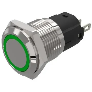 EAO 82 Series Green Indicator, 12V ac/dc, 16mm Mounting Hole Size, Solder Tab Termination, IP65, IP67 - 82-4151.0133 product image