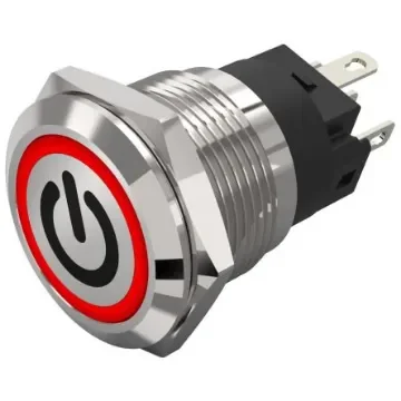 EAO 82 Series Illuminated Illuminated Push Button Switch, Momentary, Panel Mount, 19mm Cutout, SPDT, Red LED, 240V, - 82-5151.1114.B002 product image