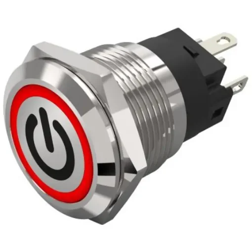 EAO 82 Series Illuminated Illuminated Push Button Switch, Latching, Panel Mount, 19mm Cutout, SPDT, Red LED, 240V, - 82-5151.2114.B002 product image