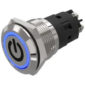EAO 82 Series Illuminated Illuminated Push Button Switch, Momentary, Panel Mount, 19mm Cutout, SPDT, Blue LED, 240V, - 82-5152.1124.B002 product image