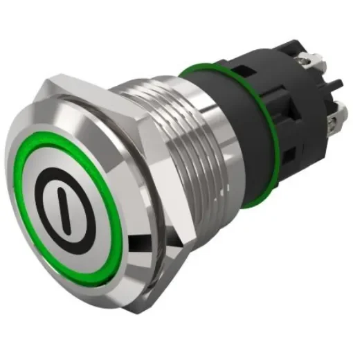 EAO 82 Series Illuminated Illuminated Push Button Switch, Momentary, Panel Mount, 19mm Cutout, SPDT, Green LED, 240V, - 82-5152.1133.B001 product image