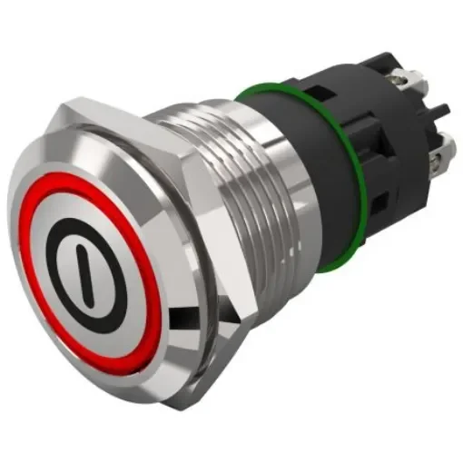 EAO 82 Series Illuminated Illuminated Push Button Switch, Latching, Panel Mount, 19mm Cutout, SPDT, Red LED, 240V, - 82-5152.2113.B001 product image