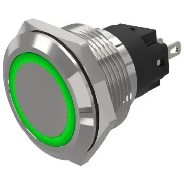 EAO 82 Series Green Indicator, 12V ac/dc, 22mm Mounting Hole Size, Solder Tab Termination, IP65, IP67 - 82-6151.0133 product image