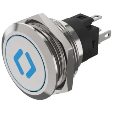 EAO 82 Series Illuminated Illuminated Push Button Switch, Momentary, Panel Mount, 22.3mm Cutout, SPDT, Blue LED, 240V, - 82-6151.1A24.B006 product image