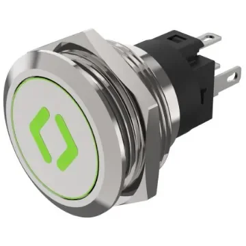 EAO 82 Series Illuminated Illuminated Push Button Switch, Momentary, Panel Mount, 22.3mm Cutout, SPDT, Green LED, 240V, - 82-6151.1A34.B006 product image
