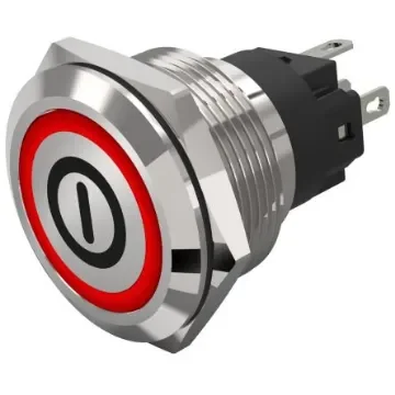EAO 82 Series Illuminated Illuminated Push Button Switch, Latching, Panel Mount, 22.3mm Cutout, SPDT, Red LED, 240V, - 82-6151.2113.B001 product image