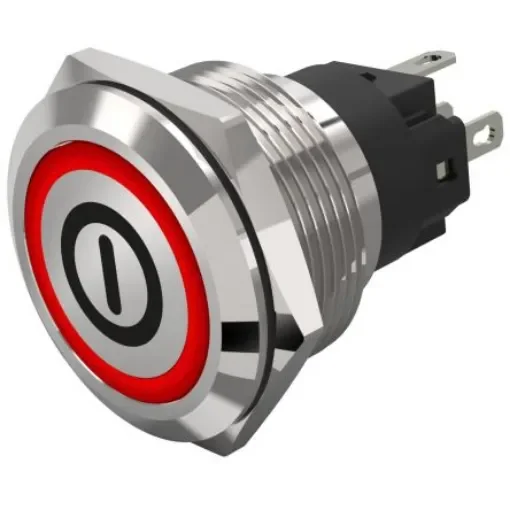 EAO 82 Series Illuminated Illuminated Push Button Switch, Latching, Panel Mount, 22.3mm Cutout, SPDT, Red LED, 240V, - 82-6151.2113.B001 product image