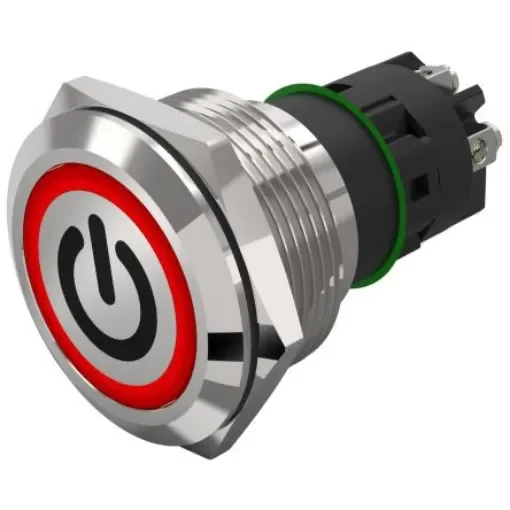 EAO 82 Series Illuminated Illuminated Push Button Switch, Latching, Panel Mount, 22.3mm Cutout, SPDT, Red LED, 240V, - 82-6152.2113.B002 product image