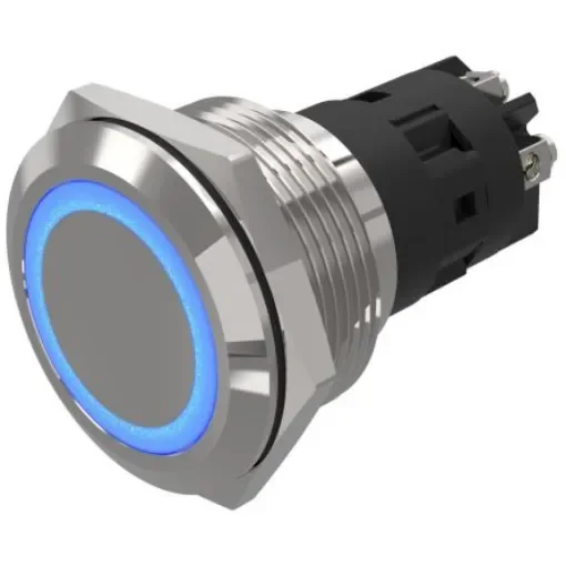 EAO 82 Series Illuminated Illuminated Push Button Switch, Latching, Panel Mount, 22.3mm Cutout, SPDT, Blue LED, 240V, - 82-6152.2123 product image