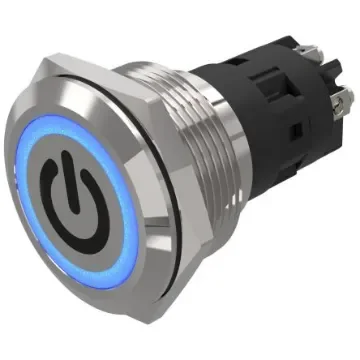 EAO 82 Series Illuminated Illuminated Push Button Switch, Latching, Panel Mount, 22.3mm Cutout, SPDT, Blue LED, 240V, - 82-6152.2123.B002 product image