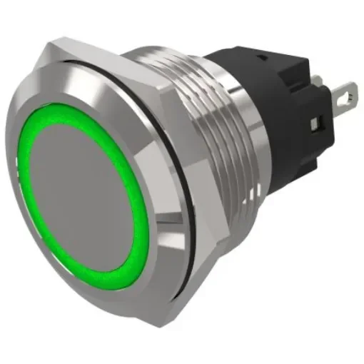 EAO 82 Series Green Indicator, 24V ac/dc, 22mm Mounting Hole Size, Solder Tab Termination, IP65, IP67 - 82-6551.0134 product image