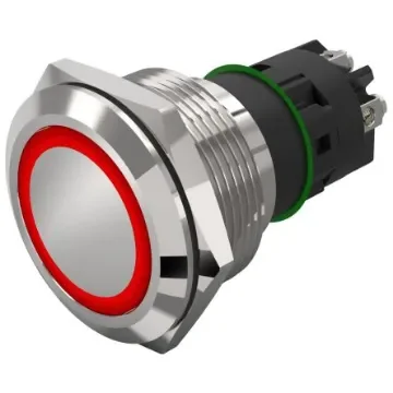 EAO 82 Series Illuminated Illuminated Push Button Switch, Latching, Panel Mount, 22.3mm Cutout, SPDT, Red LED, 240V, - 82-6552.2114 product image