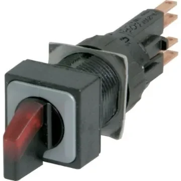 Eaton RMQ16 Series 3 Position Selector Switch Head, 16mm Cutout, Black/Red Handle - 072335 Q18LWK3-RT/WB product image