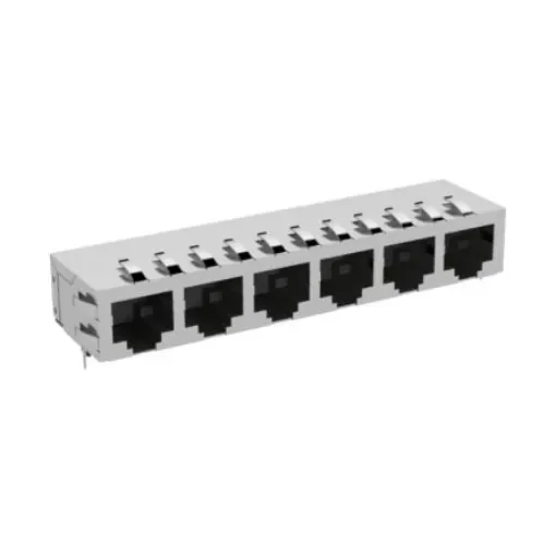 ERNI Female RJ Connector Module, Through Hole, Cat5 1x6 Port 8P-8C -Way - 133222 / 133222-E product image