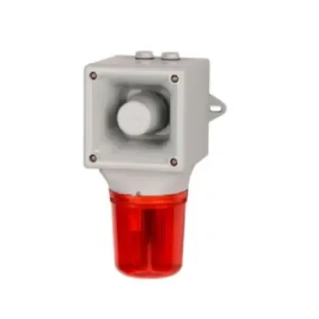e2s AB105LDA Series Amber, Blue, Clear, Green, Red, Yellow LED Beacon, 24 V, IP65, Wall Mount, 113dB at 1 Metre - AB105LDADC024AA0A1G/A product image