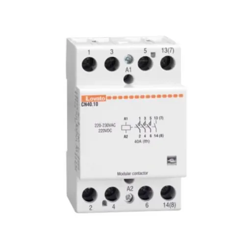 Lovato CN CN40 Contactor, 230 VAC Coil, 4-Pole, 40 A, 11 kW, 3NO+1NC - CN4001220 product image